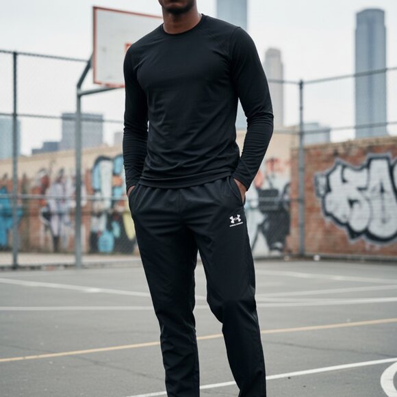 Black Loose Pants/Track Pants: Under Armour  Medium - Picture 5 of 7